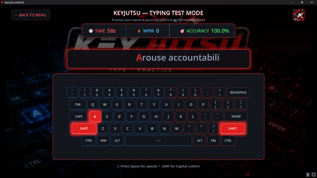 Rishu Key Jutsu Placement Test UI Screen